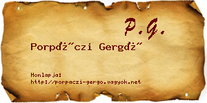 Porpáczi Gergő névjegykártya
